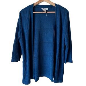 Women's blue cardigan sweater royal blue Christopher & Banks PETITE size L.